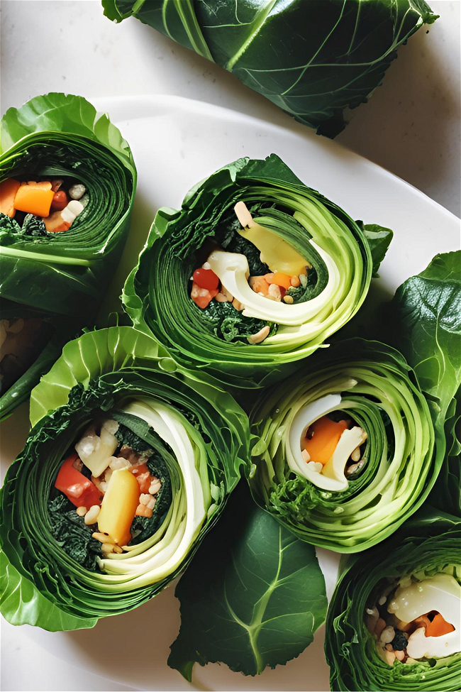 Image of Collard Green Spring Rolls with Spicy Peanut Sauce