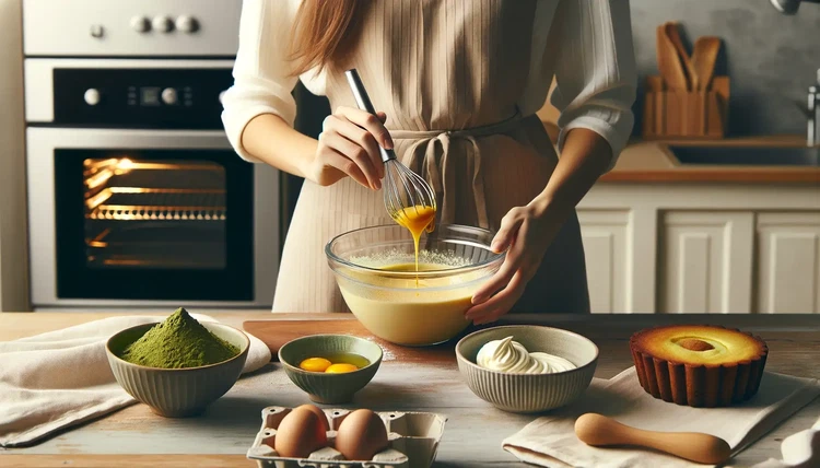 Image of Incorpora delicatamente il composto di tuorli agli ingredienti secchi fino a ottenere un composto omogeneo. Fai attenzione a non mescolare troppo, per preservare la consistenza delicata della torta.