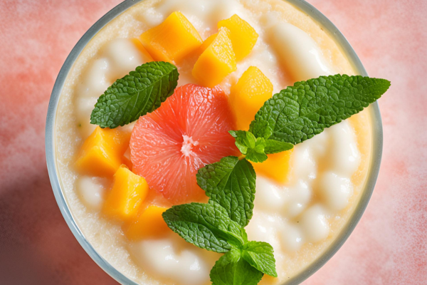 Chilled Mango Coconut Cream with Grapefruit