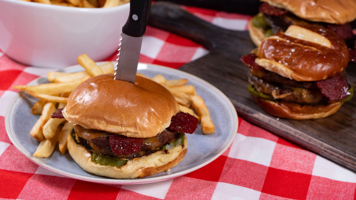 The Best Halal Maple Bacon Double Cheeseburgers
