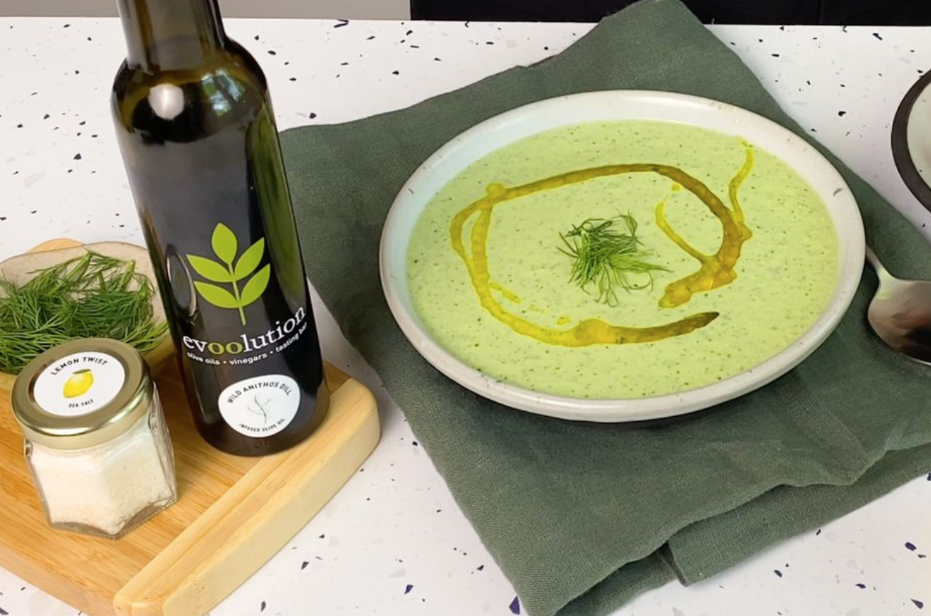 Image of Cucumber Gazpacho with Wild Dill Olive Oil