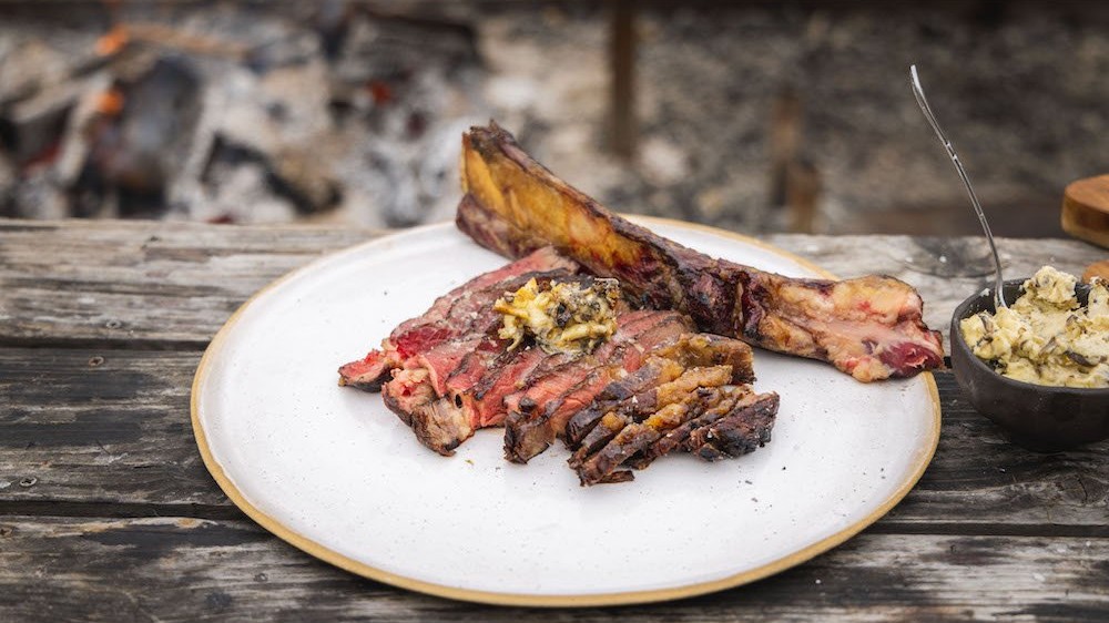 Image of Hung Tomahawk Steak with Whipped Mushroom Butter