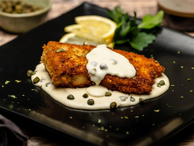 Image of Panko Crusted Halibut with Lemon Caper Sauce