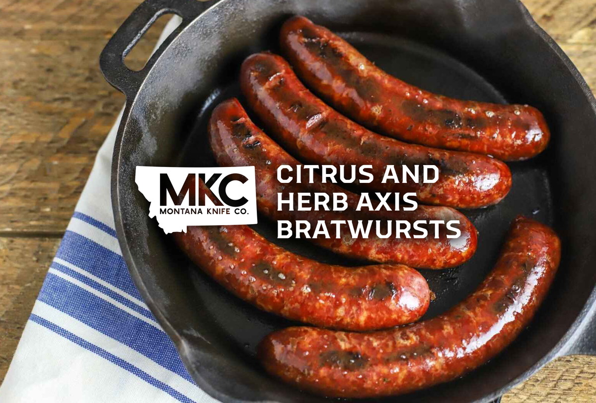 Citrus and Herb Axis Bratwursts