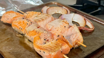 Image of Delicious Salmon Kebabs on the Baking Steel Mini Griddle