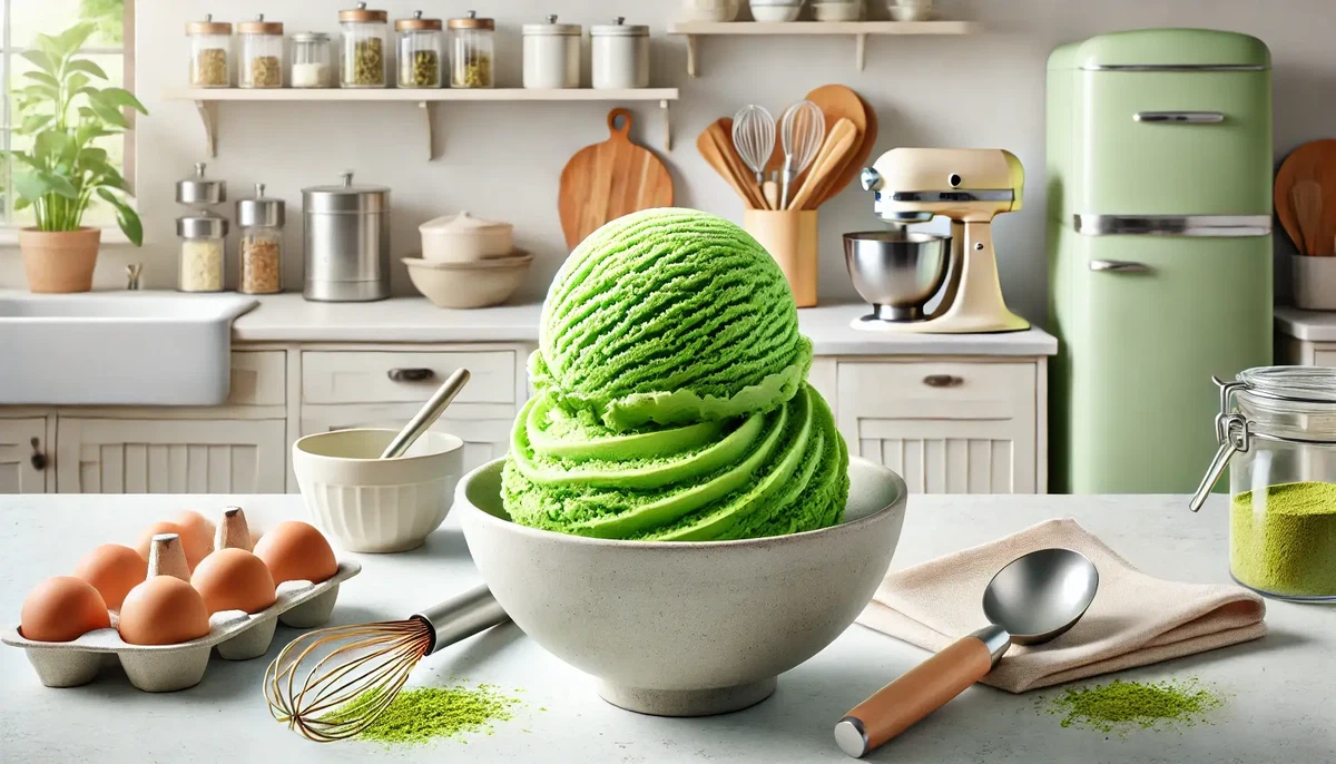Smooth and Thick Homemade Matcha Ice Cream