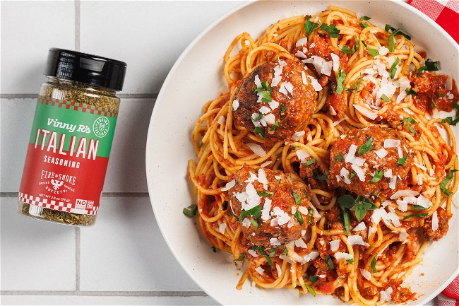 Image of Spaghetti and Meatballs with Vinny R’s Italian Seasoning