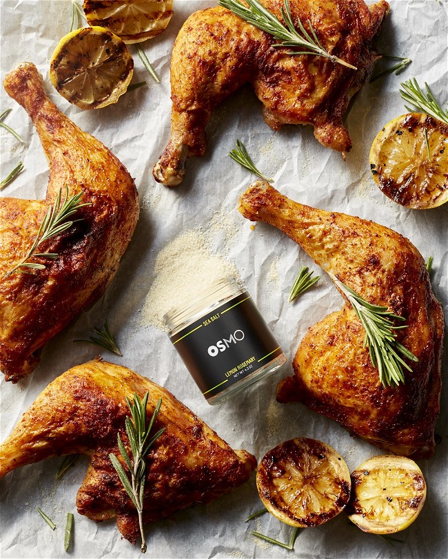 Image of Baked Chicken Legs with Lemon Rosemary Salt