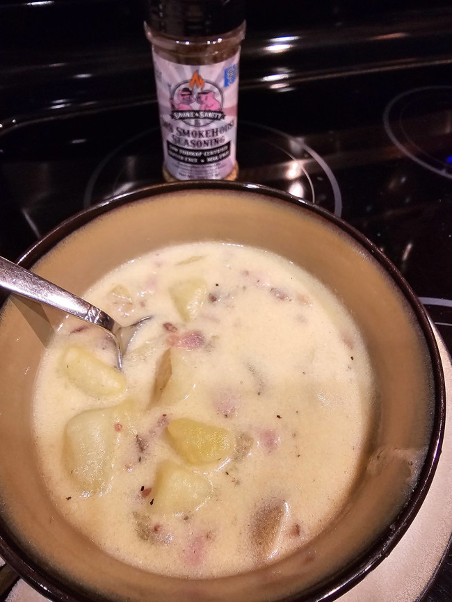 Bowl of loaded baked potato soup