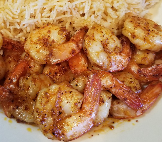 Plate of SnS Triple S Shrimp with rice
