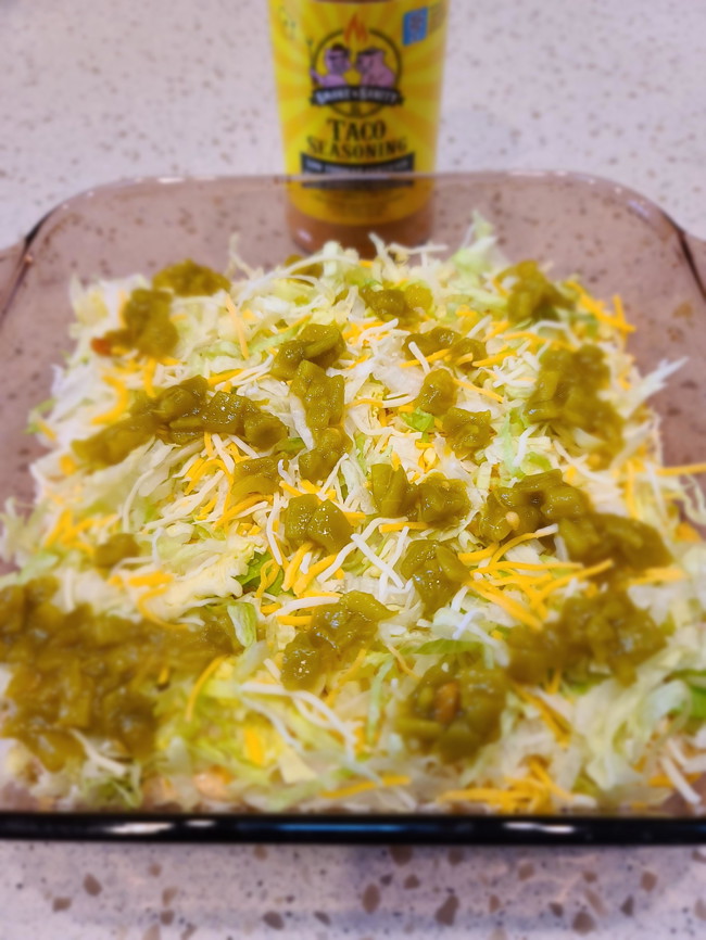 Dish of taco dip