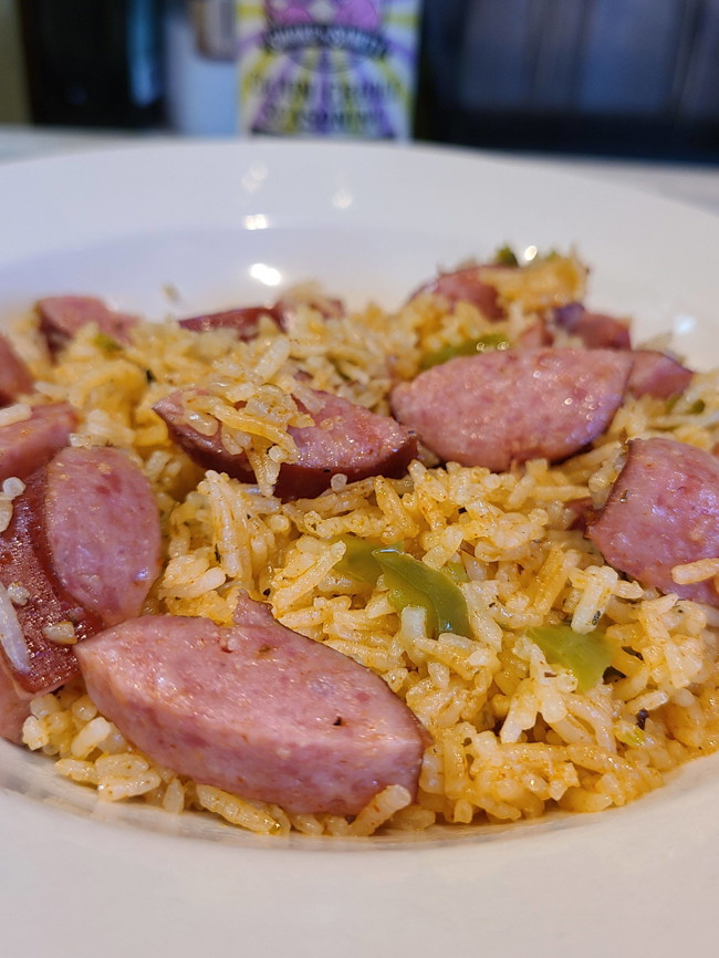 Bowl of cajun creol jambalaya
