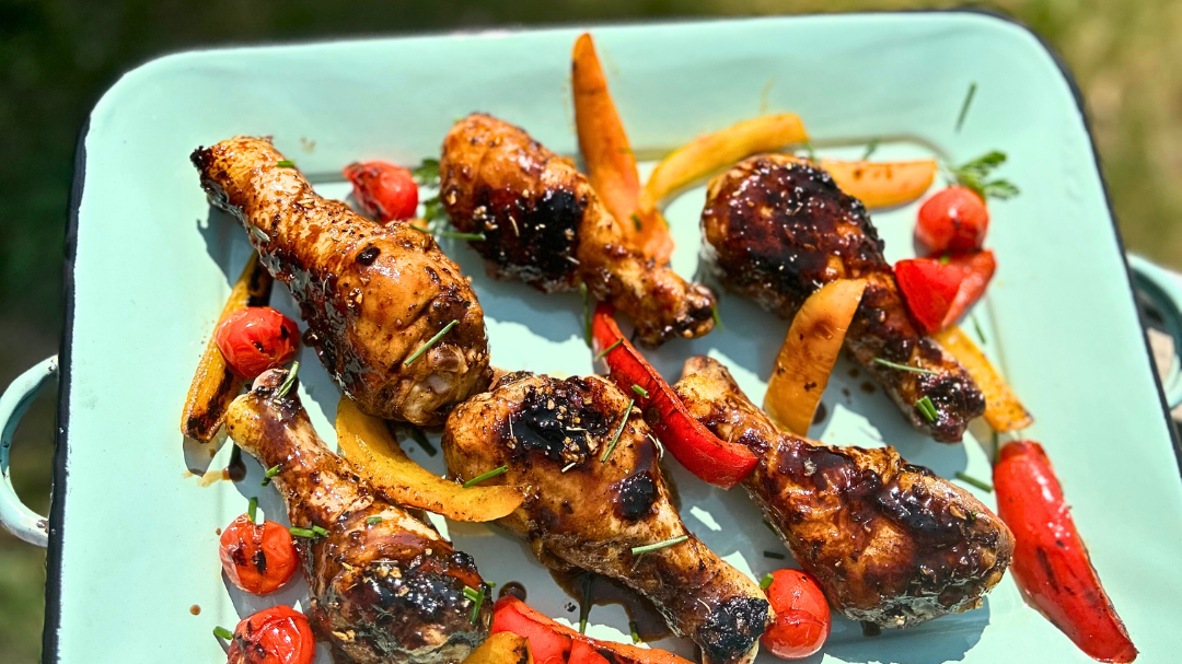 Image of Sticky Honey Chipotle Grilled Chicken Drumsticks