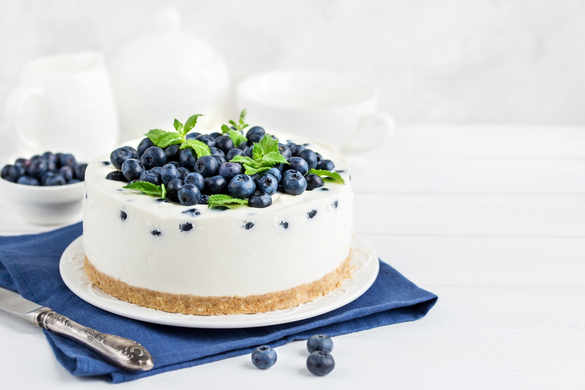 Ostekake med blåbær