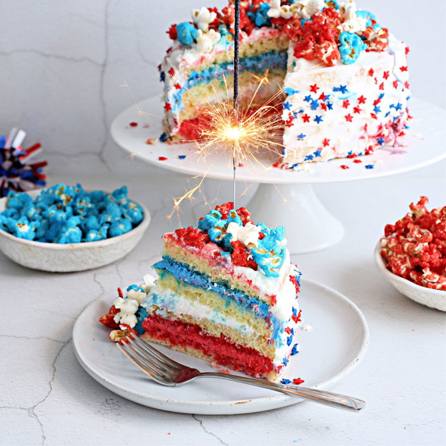 Image of Red, White and Blue Popcorn Cake