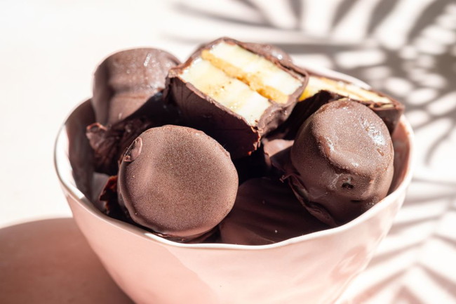 Image of Frozen Chocolate Covered Peanut butter Banana bites