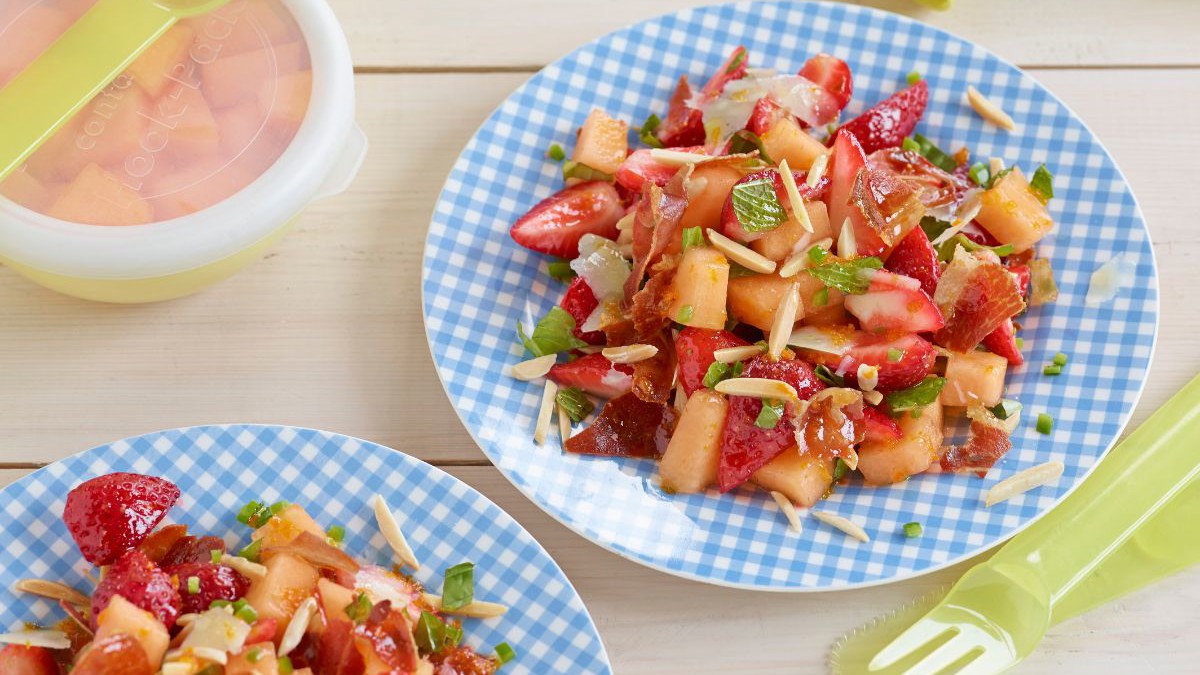 Image of Cantaloupe and Almond Salad with Fresh Herbs