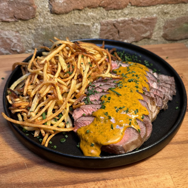 Image of Steak frites with a cowboy butter sauce