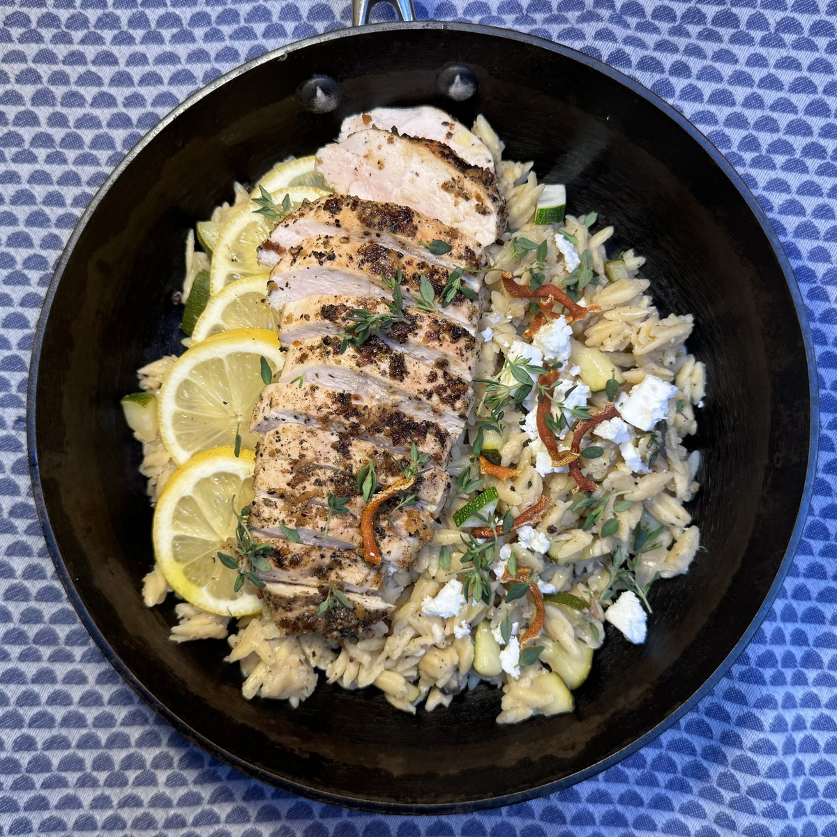 Lemon pepper chicken orzo