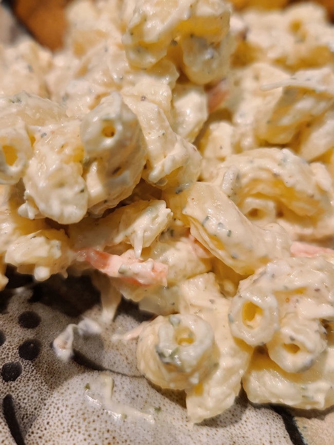 Plate of lemon greek pasta salad