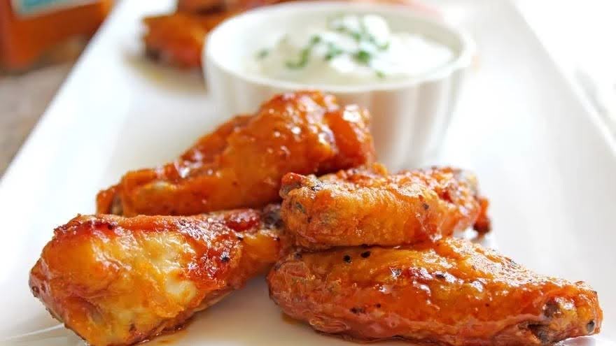 Grilled Garlic Buffalo Wings with Yogurt Dip