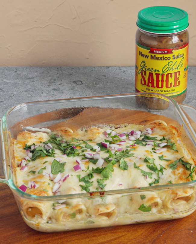 Image of Creamy Hatch Chile Seafood Enchiladas