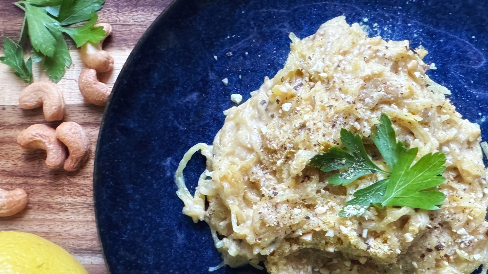 Image of Keto Friendly Dairy Free Low Carb Cacio e Pepe Spaghetti Squash