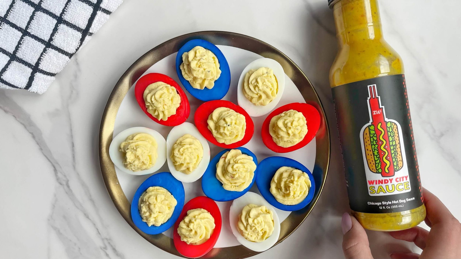 Image of Unique and Easy Snack for July 4th: Red, White, and Blue Deviled Eggs