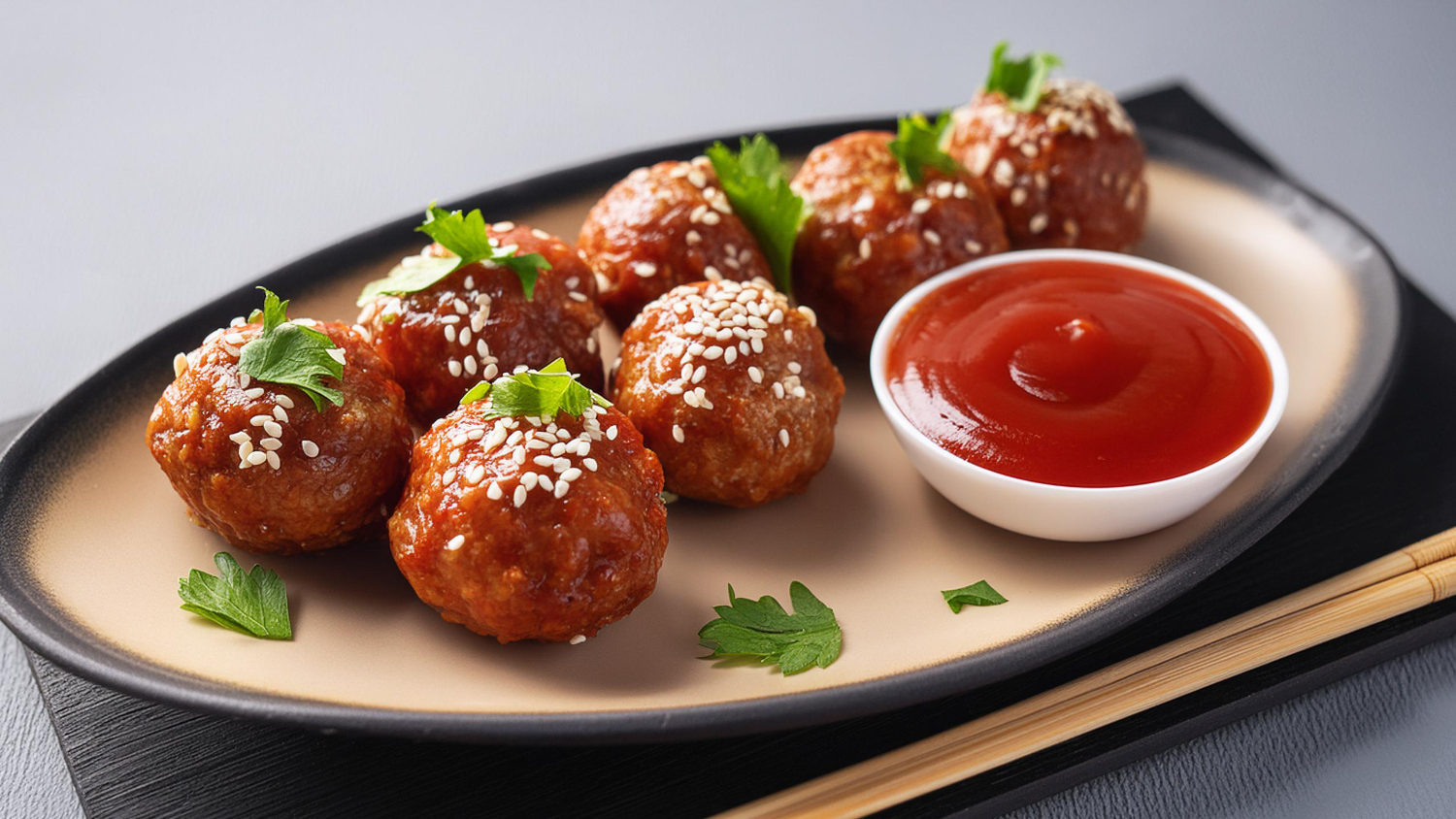 Image of Asian Meatballs with Sweet & Spicy Korean Ketchup