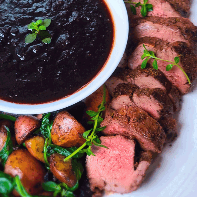 Image of Grilled Elk Tenderloins with a Berry and Balsamic Reduction