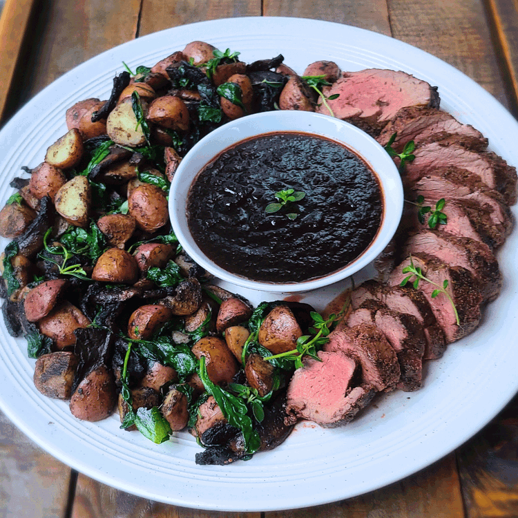 Image of Drizzle with the lingonberry balsamic sauce and serve with your favorite sides. Enjoy.