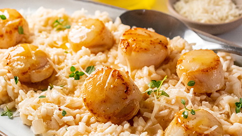 Image of Lemon Butter Scallops with Parmesan Risotto