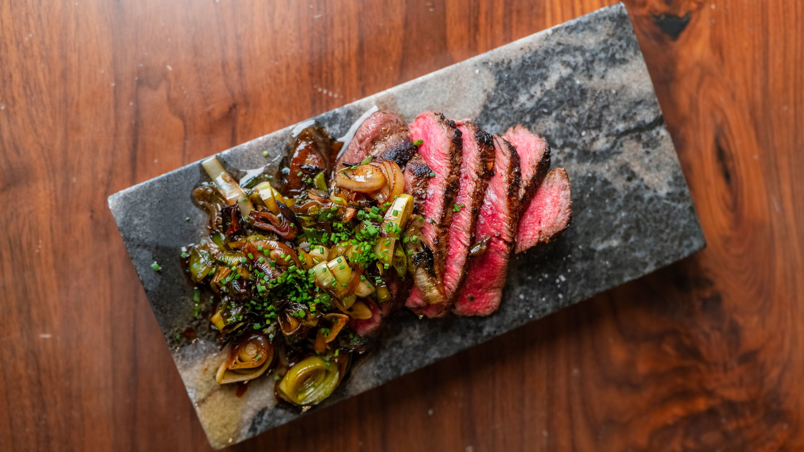 Image of Sirloin Steaks with Charred Leek “Gremolata”