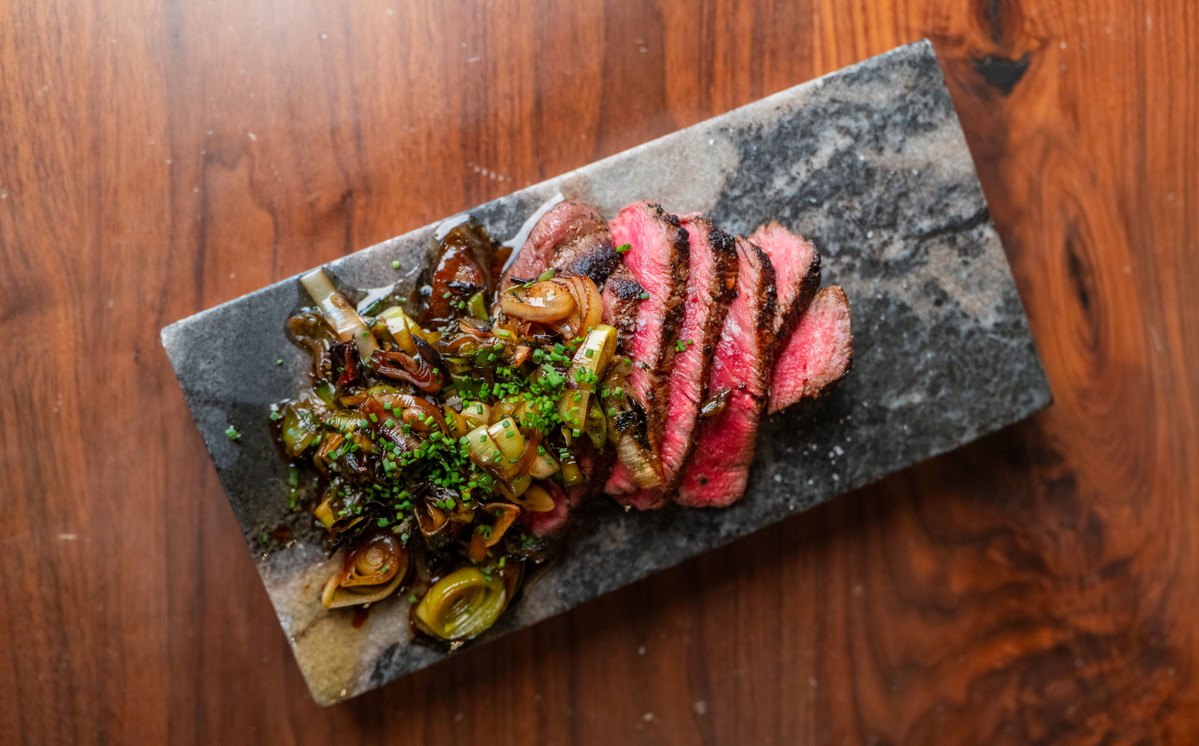 Sirloin Steaks with Charred Leek “Gremolata”