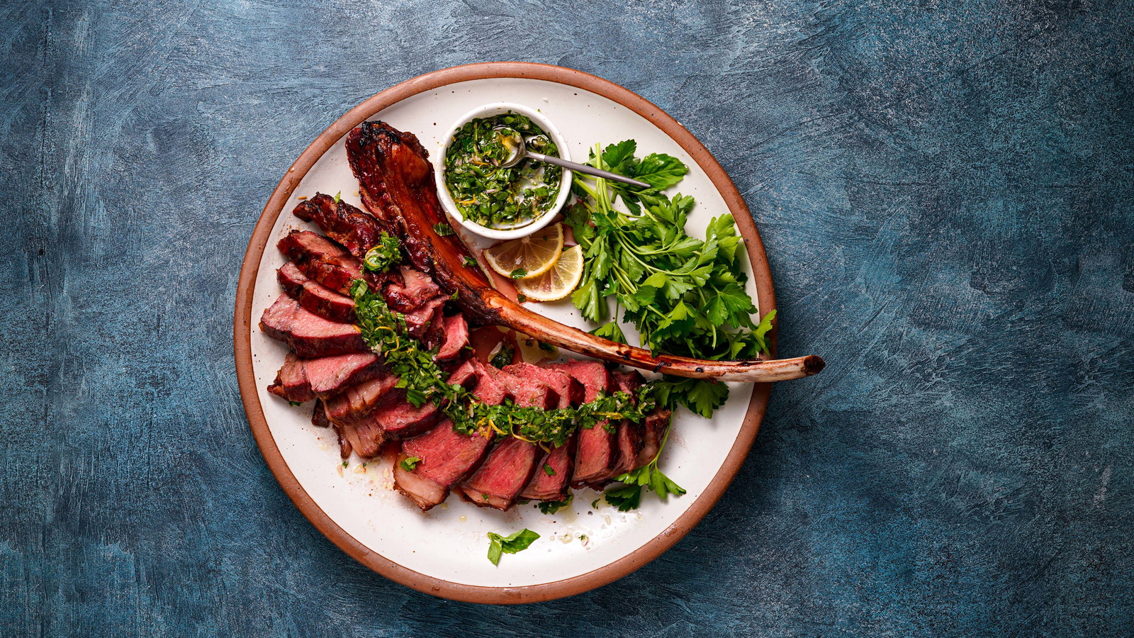 Image of Reverse Seared Tomahawk with Lemon Basil Salsa Verde