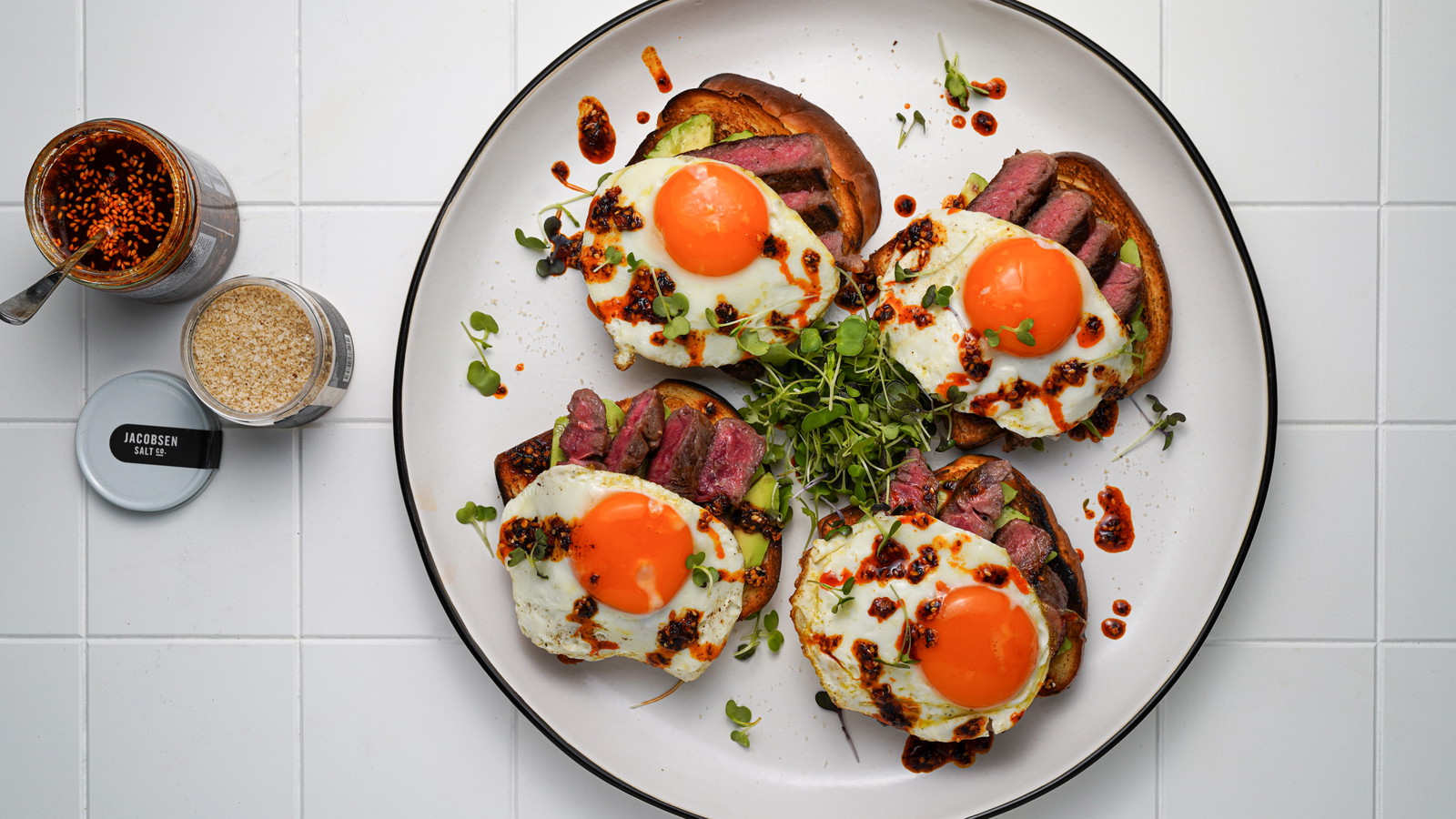 Image of Steak and Egg Avocado Toast with Chili Crisp