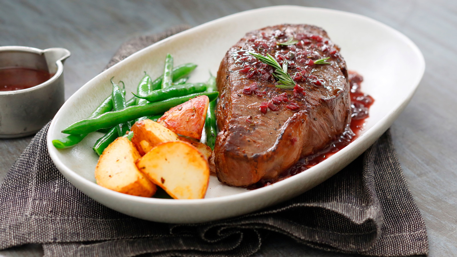 Image of Pan-Seared NY Steak with Red Wine Pan Sauce