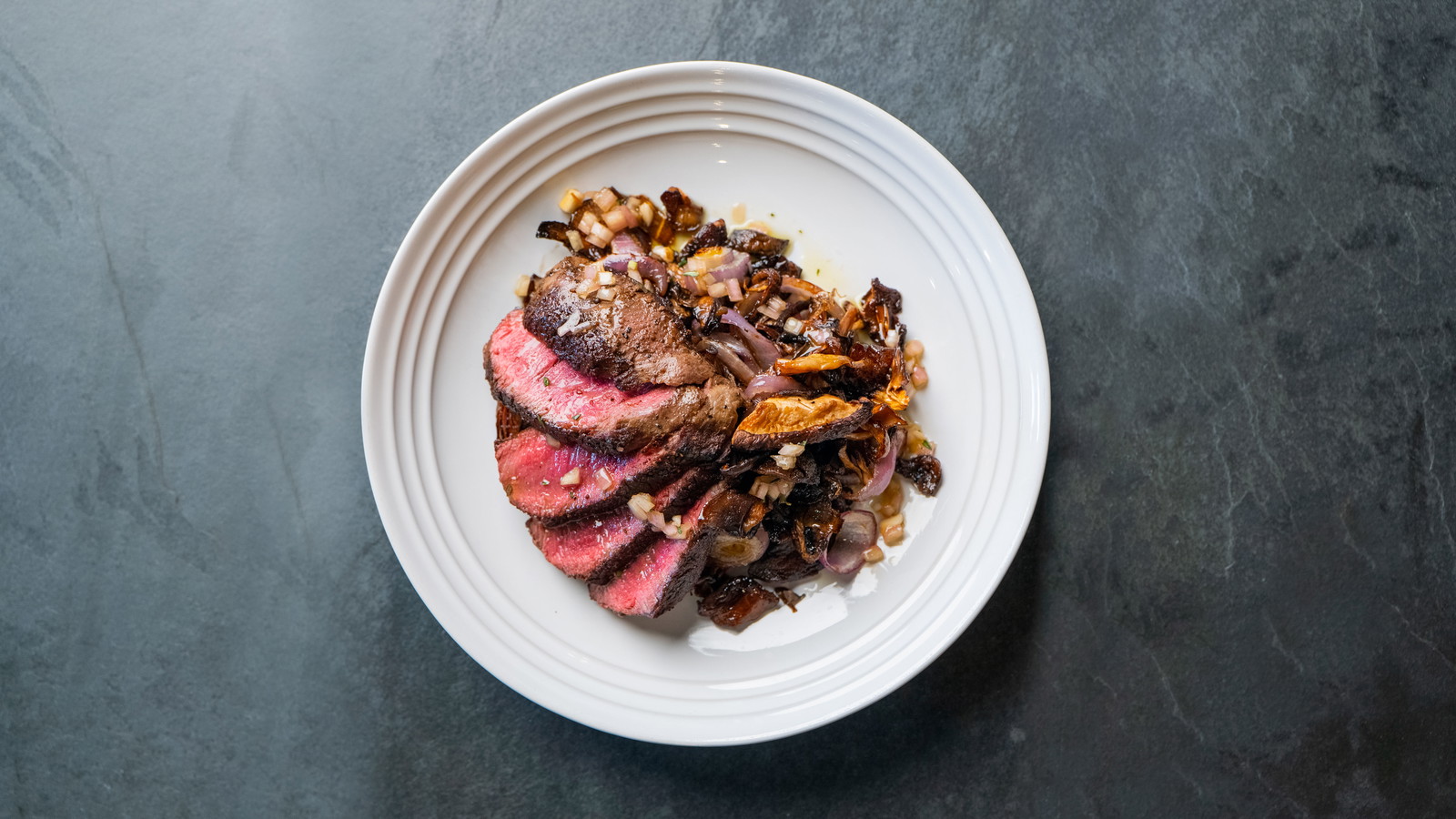 Image of Filet Mignon with Tallow Seared Mushrooms and Onions