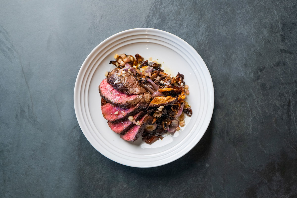 Filet Mignon with Tallow Seared Mushrooms and Onions