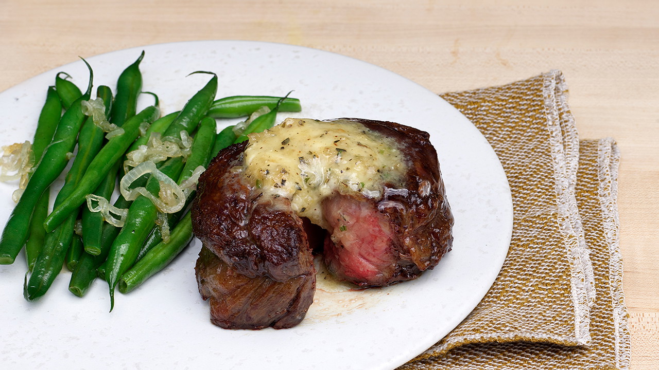 Image of Rolled Cap of Ribeye with Garlic Herb Compound Butter