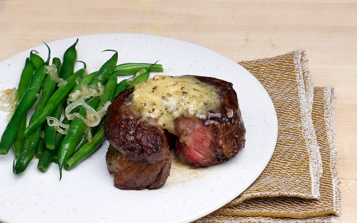 Rolled Cap of Ribeye with Garlic Herb Compound Butter