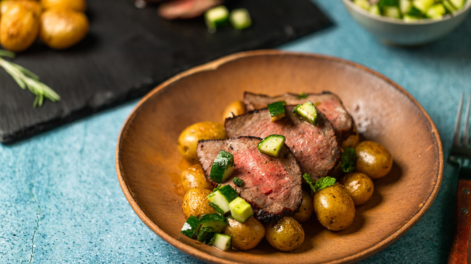 Image of Tri-Tip with Marinated Cucumbers & Tallow Cooked Potatoes