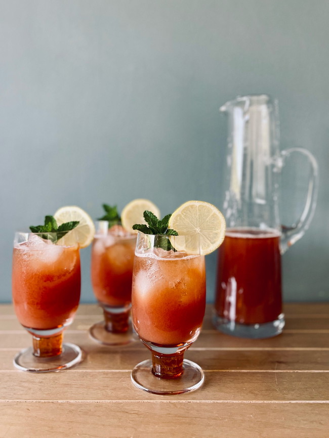 Image of Bourbon Strawberry Iced Tea (Non‑Alcoholic Batch Cocktail)