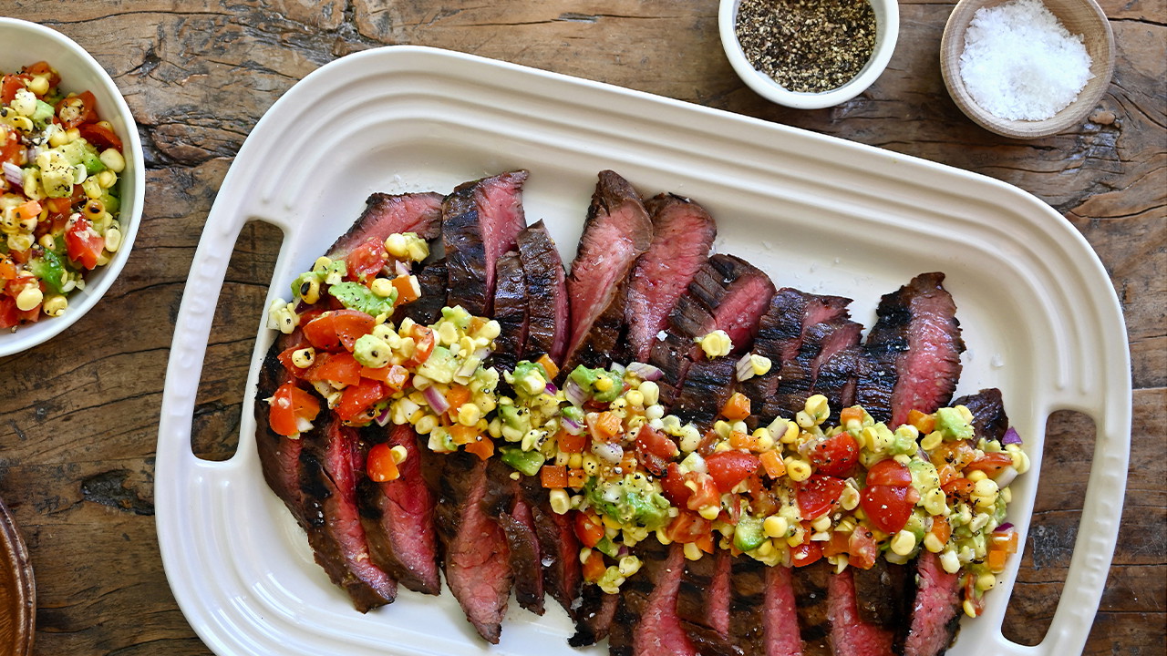 Image of Grilled Flank Steak with Confetti Corn