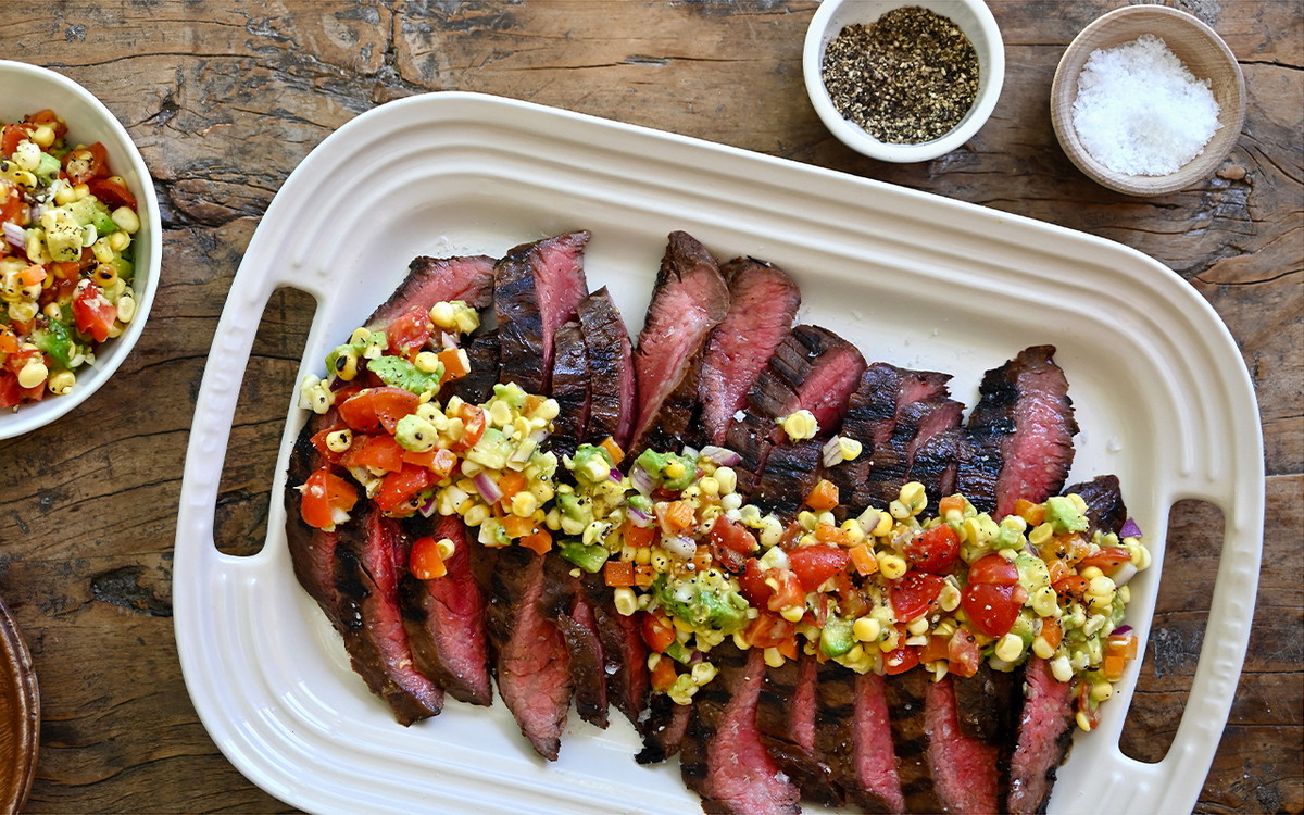 Grilled Flank Steak with Confetti Corn