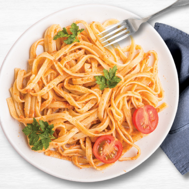 Quick and Easy 4 Ingredient Creamy Sun Dried Tomato Pesto Fettuccine