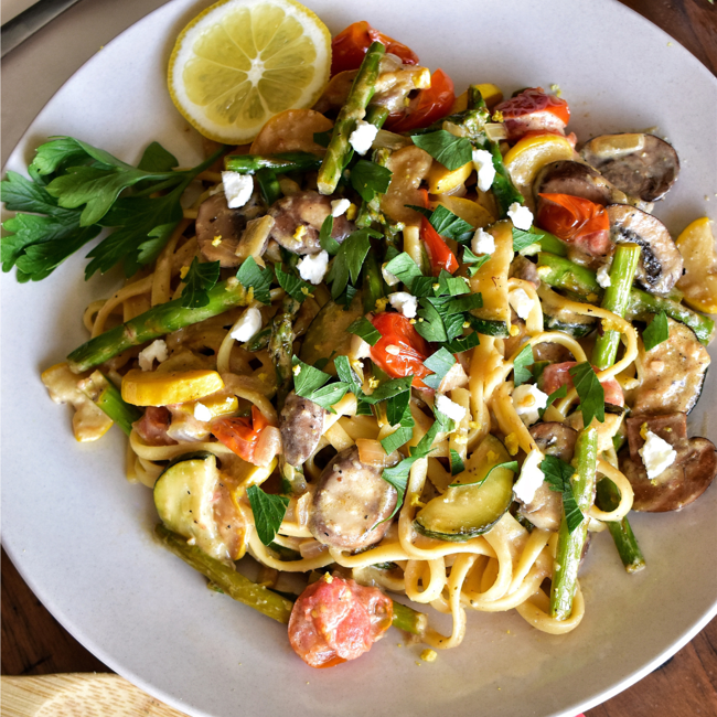 Image of Linguine Primavera with Lemon & Goat Cheese