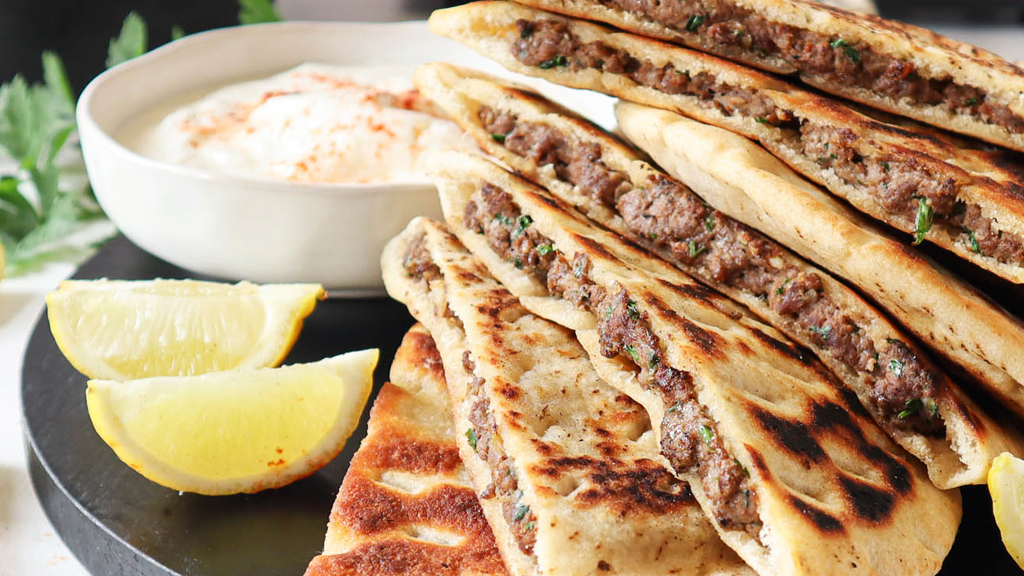 Image of Arayes - Middle Eastern ground meat stuffed pita