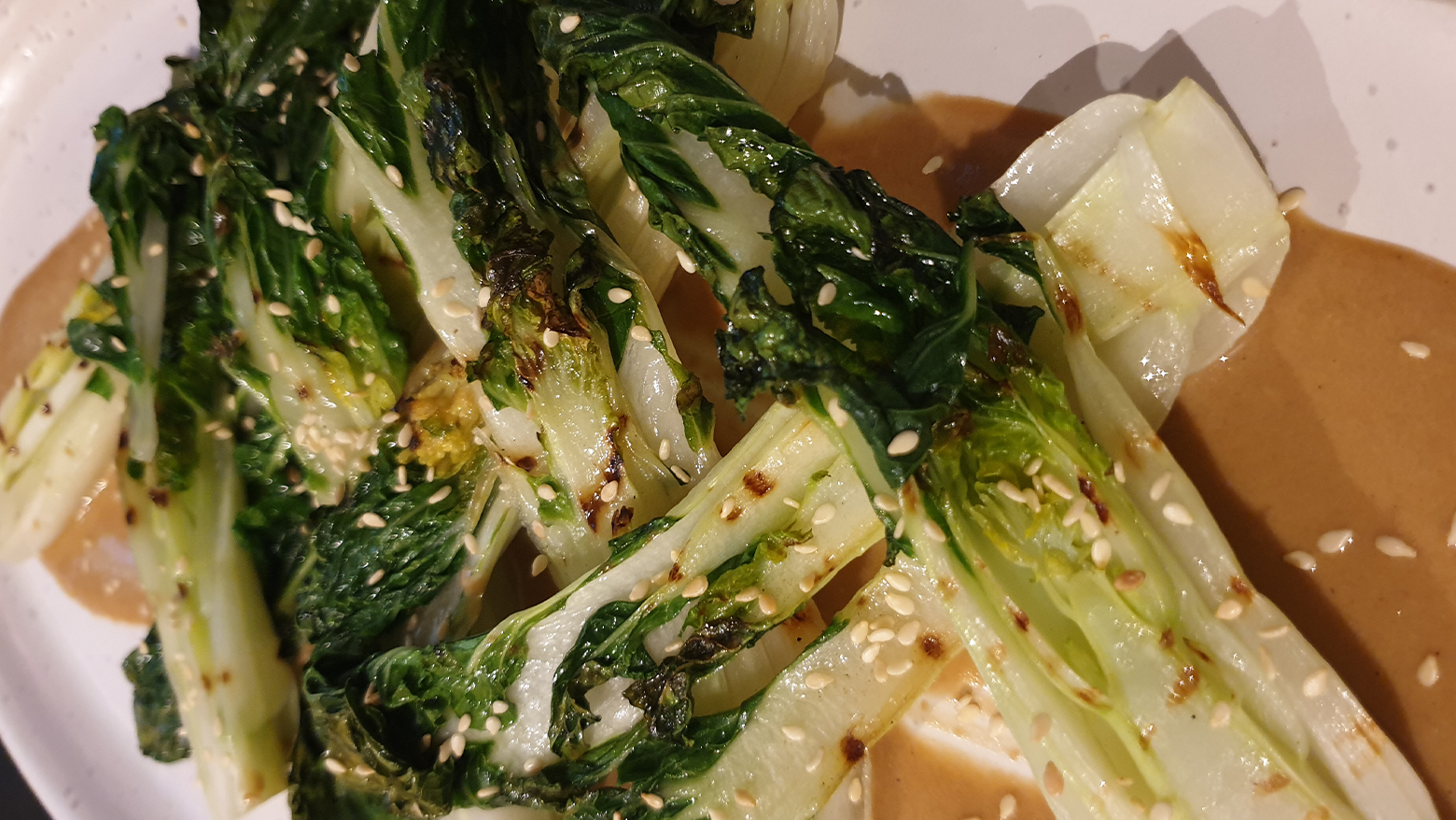 Image of  Charred Bok Choy with Miso and Ginger Dressing