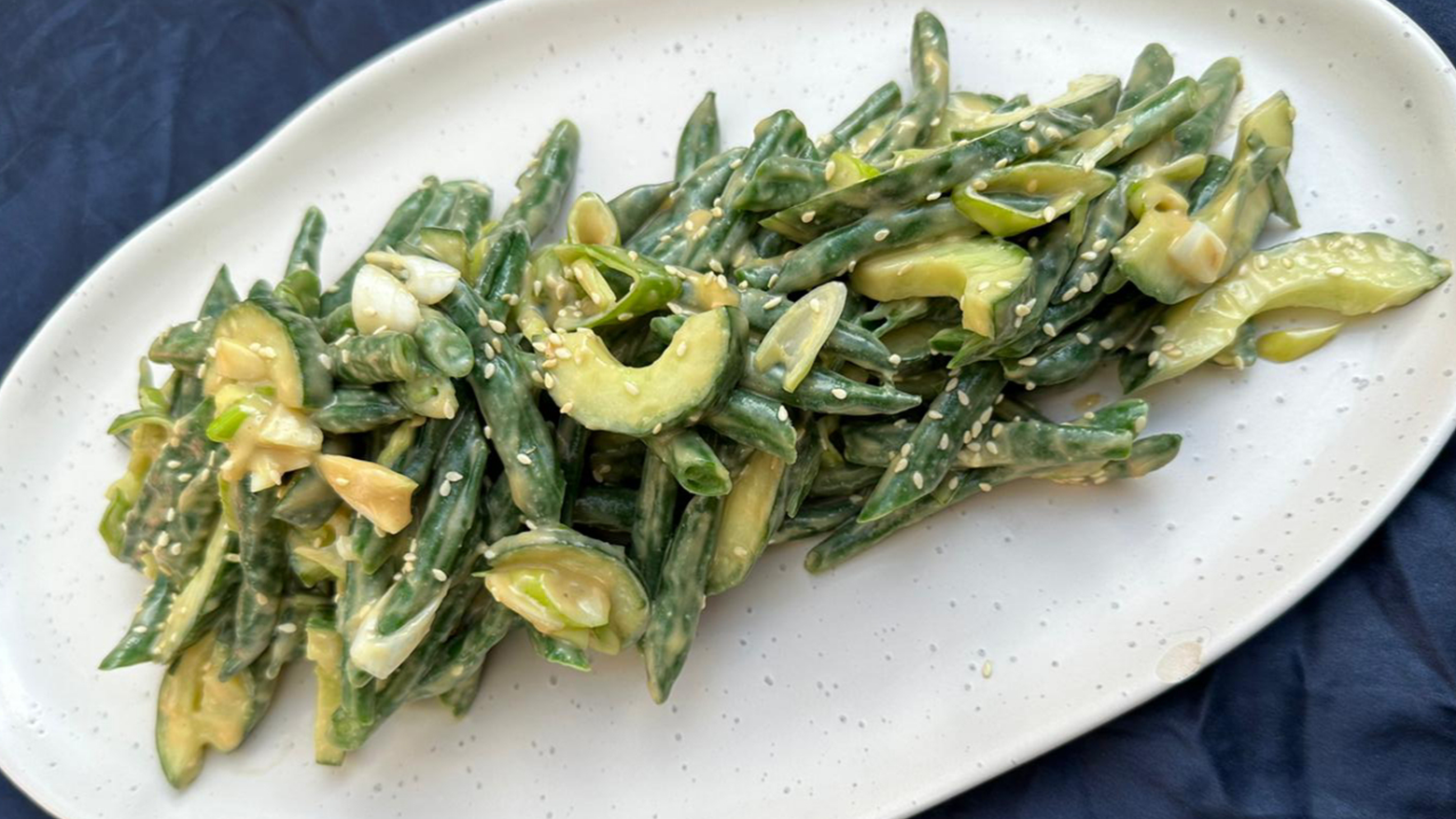 Image of Summer Green Bean and Cucumber Salad with Miso, Sesame Dressing
